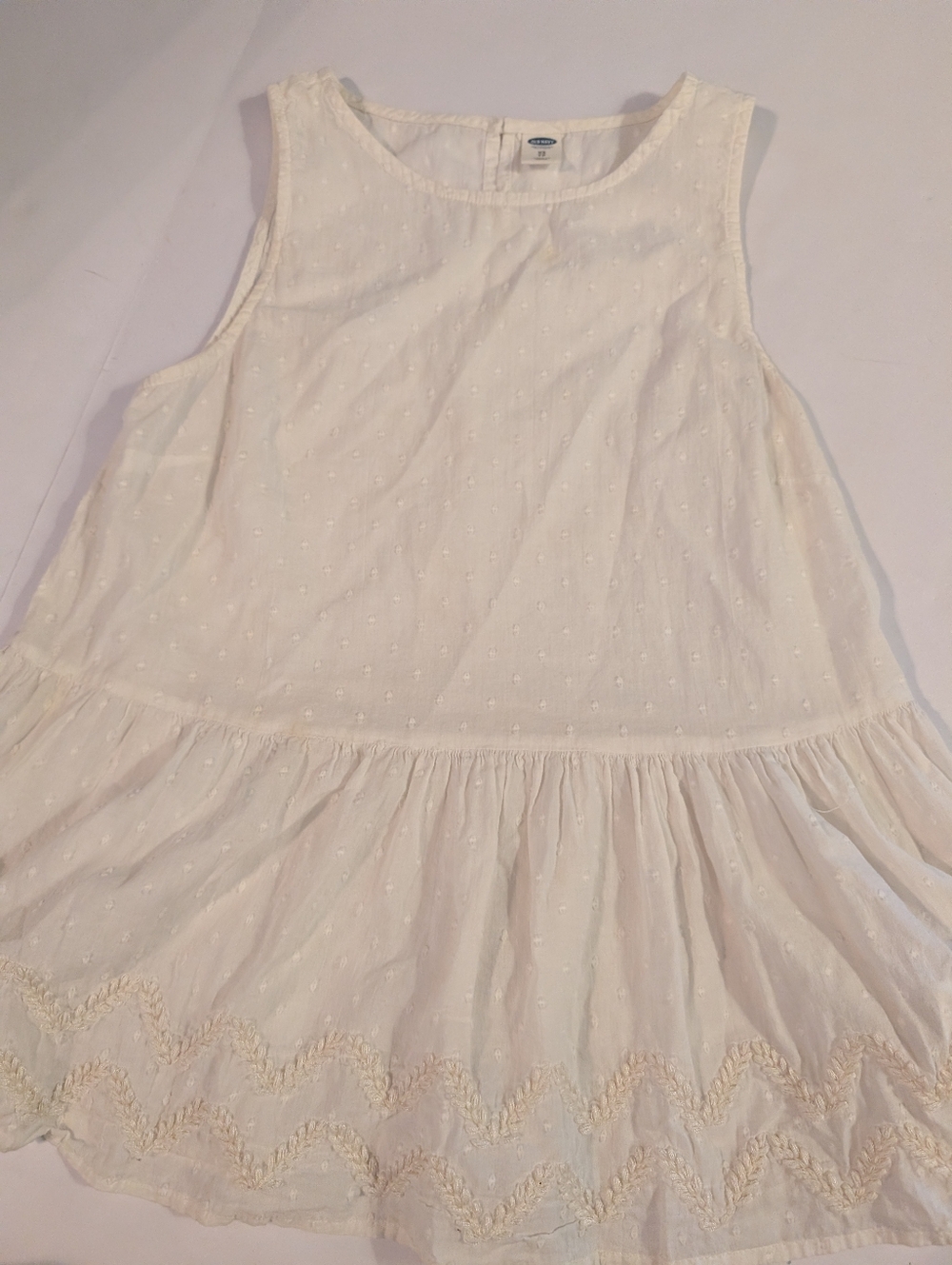 Old Navy Cream Sleeveless Embroidered Top Girls XS